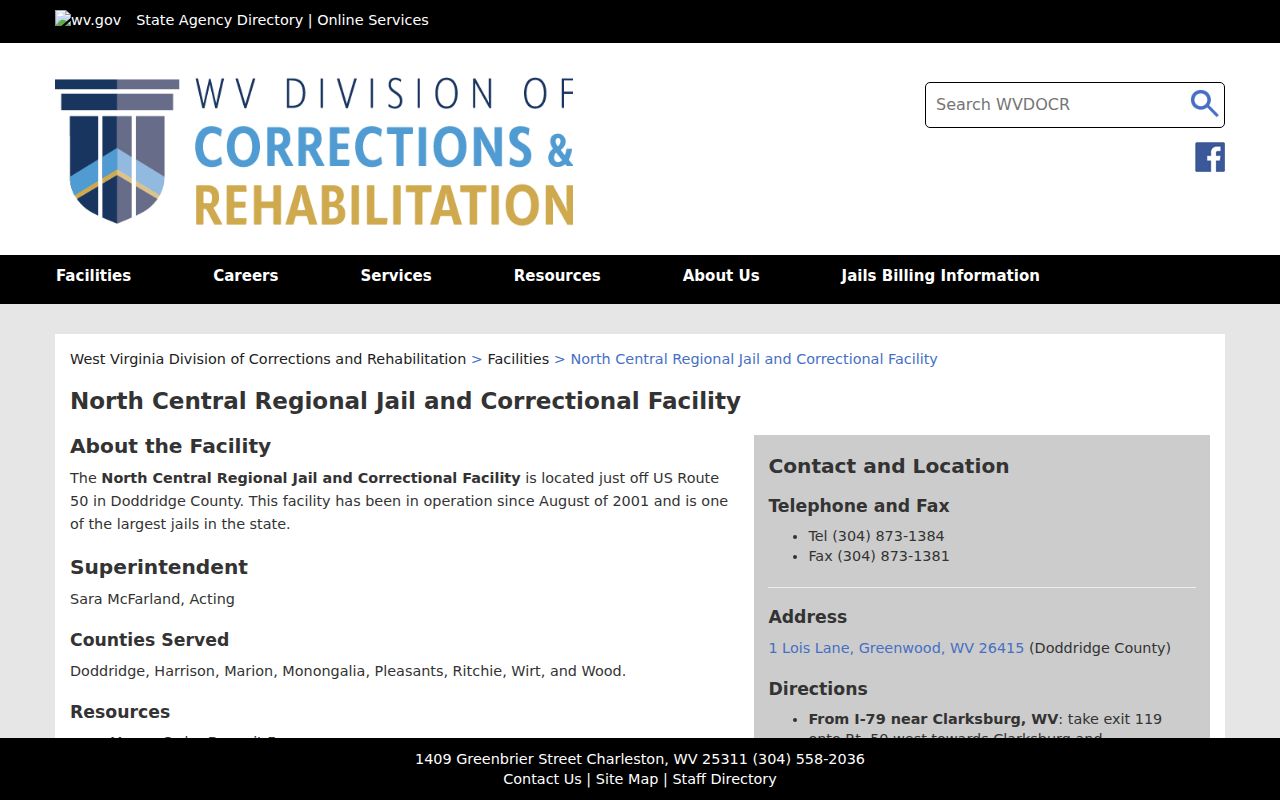 Pleasants County arrest history source for North Central Regional Jail