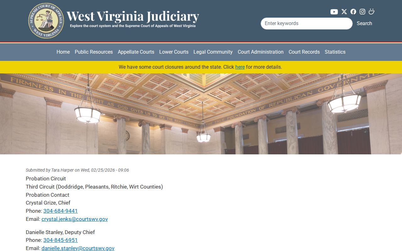 Pleasants County criminal record Third Judicial Circuit probation page